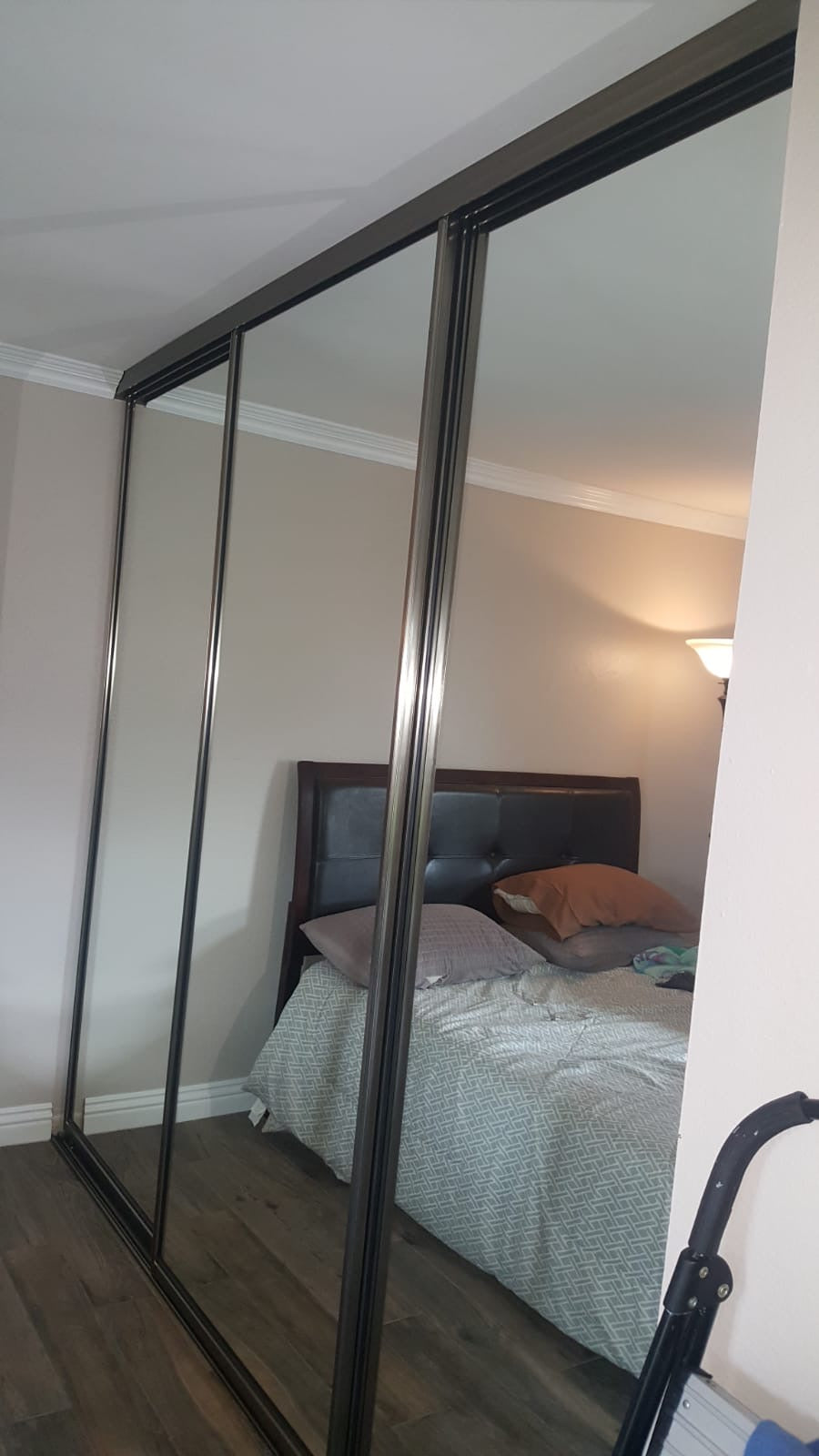 Brushed Nickel Sliding Mirror Closet Door Set