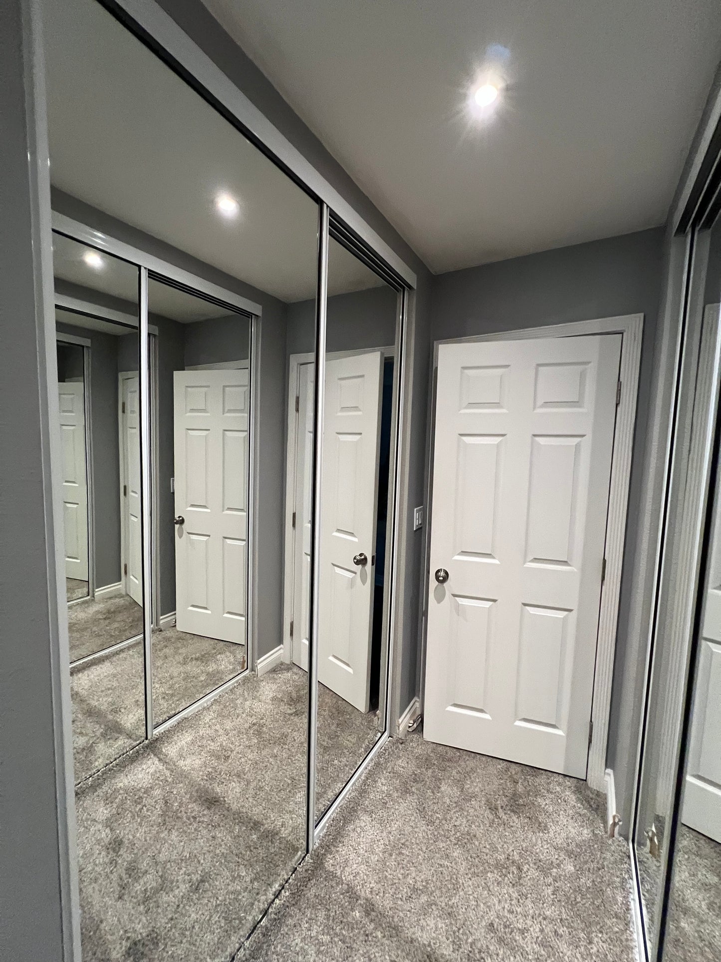White Sliding Mirror Closet Door Set