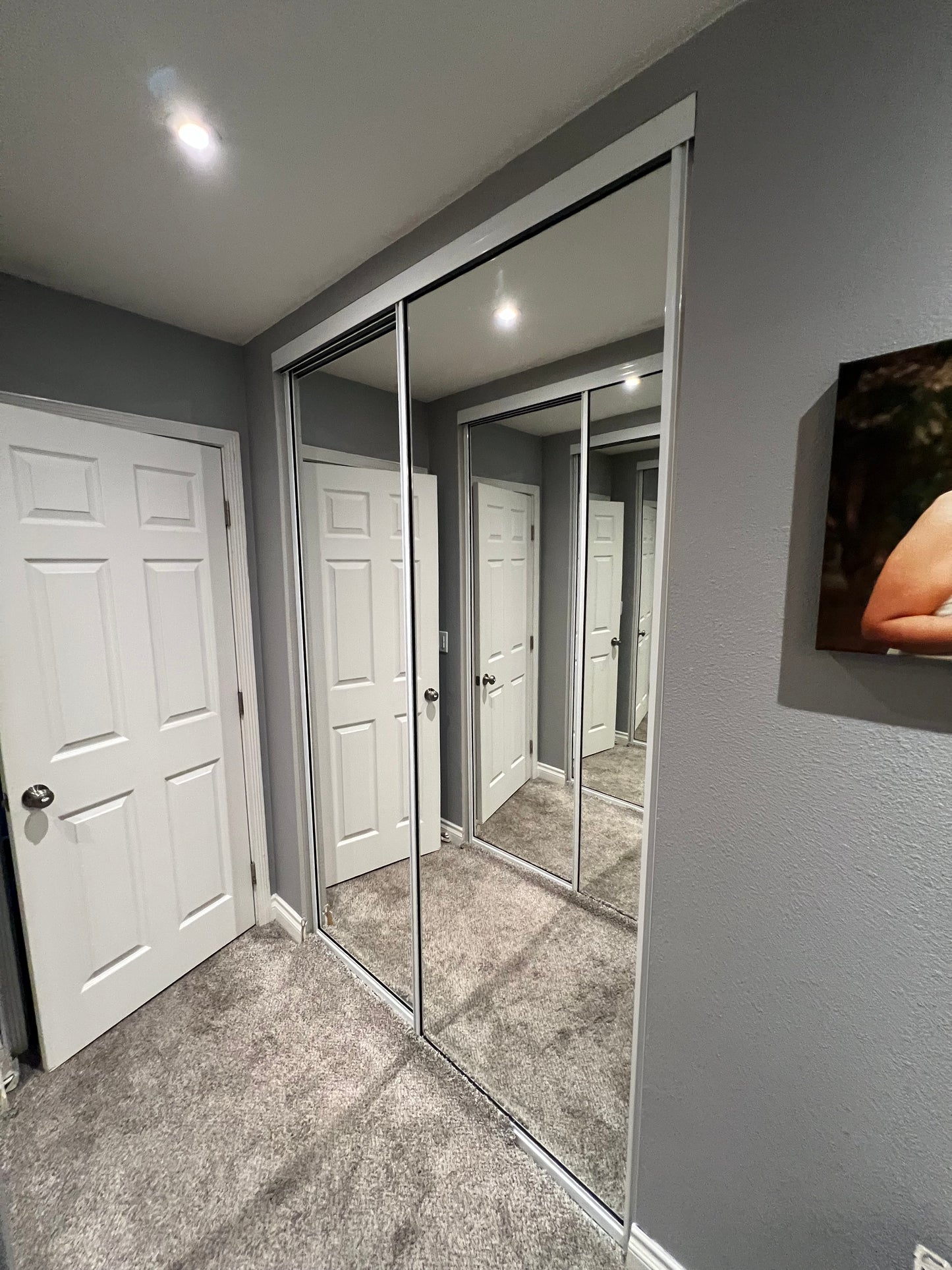 White Sliding Mirror Closet Door Set
